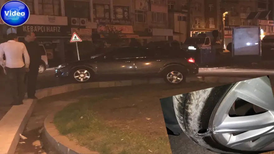 Lastikler patladı, araç askıda kaldı...