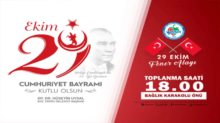 Ereğli Belediye Başkanı Hüseyin Uysal'ın 29 Ekim Cumhuriyet Bayramı Mesajı
