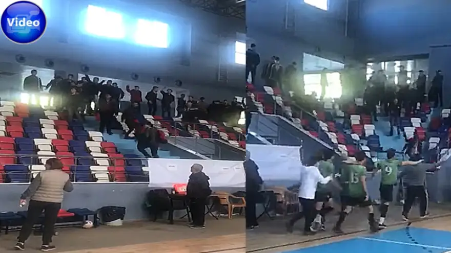 Taraftarlar sahaya girerek oyunculara saldırdı