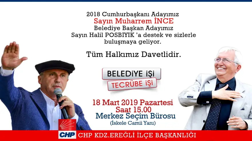 Muharrem İnce, Ereğli'ye geliyor...
