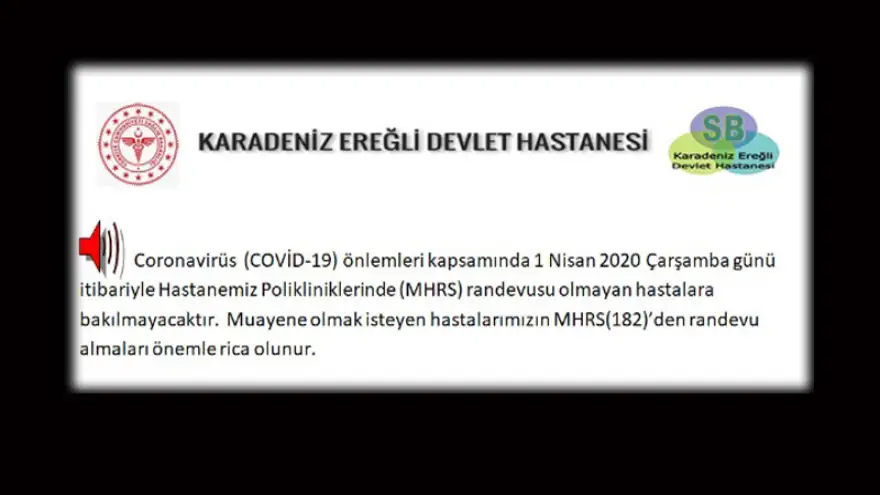 Ereğli Devlet Hastanesi'nden önemli uyarı