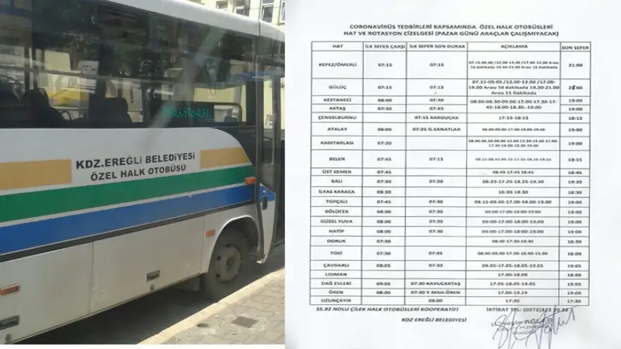 Halk Otobüslerinin saat 19:00 - 21:00 Arası sefer saatleri