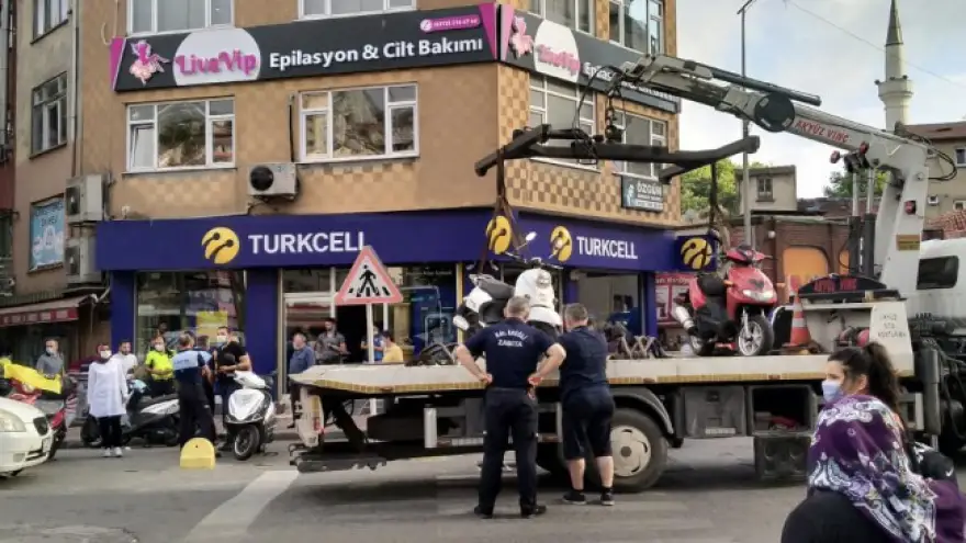 Park halindeki motorsikletler kaldırıldı