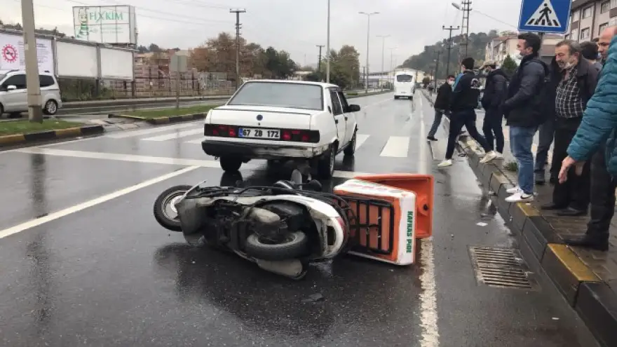 Motorsiklet sürücüsü yaralandı