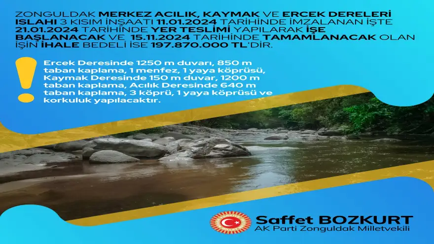 Zonguldak dereleri ıslah ve inşaat ihaleleri tamamlandı