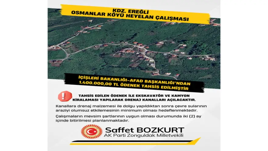Bozkurt, Osmanlar köyünde heyelan çalışması başlıyor