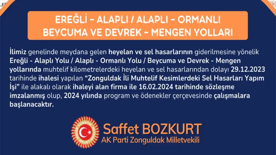 Saffet Bozkurt, heyelan hasarları yapılıyor...