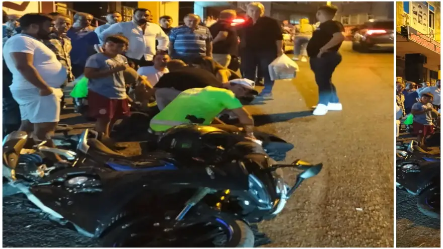 Motosiklet trafik polisine çarptı...