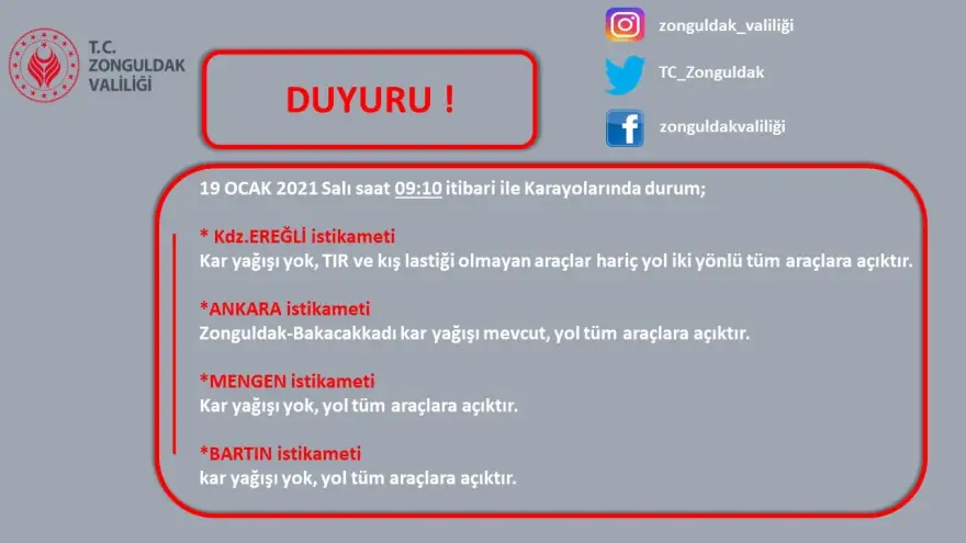 Karayolların da son durum