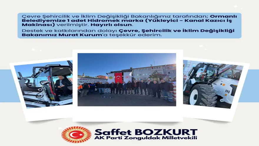 Ormanlı'ya yeni iş makinası...