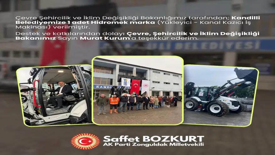Kandilli Belediyesi'ne Hidromek marka makina hibe edildi...