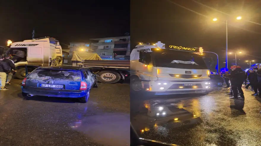 TIR ile otomobil çarpıştı: 1 Yaralı