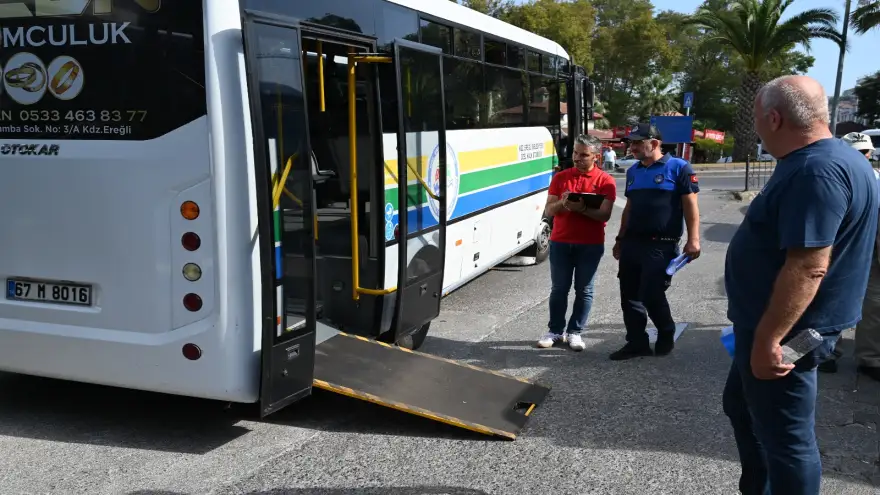 Ereğli'de güvenli ve konforlu ulaşım için Halk otobüsleri denetlendi