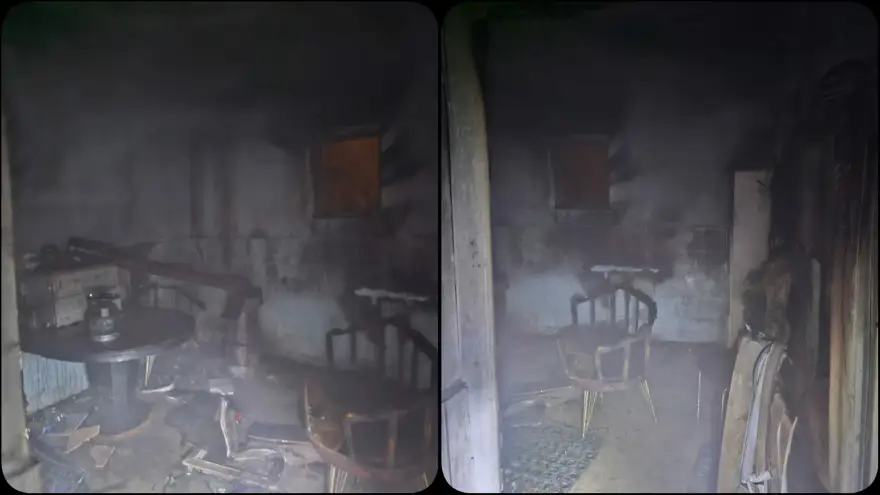 Yangın çıktı alevlerin arasında kaldı..