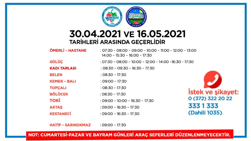 Halk otobüsü seferleri kısıtlandı