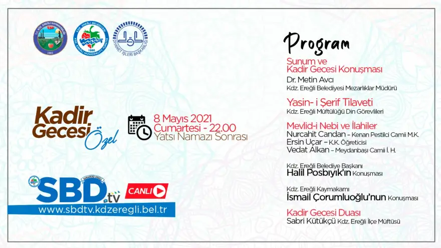 Kadir gecesi için özel program