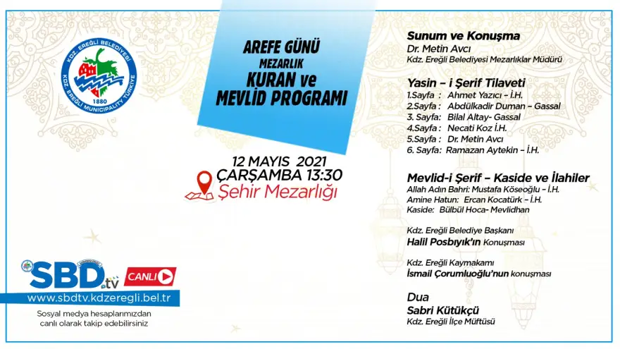Arefe Günü mezarlık, Kur-An ve Mevlid Programı