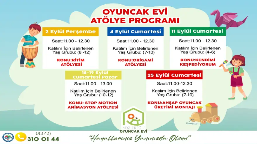 Oyuncak evi’nin Eylül ayı atölye takvimi heyecan verici