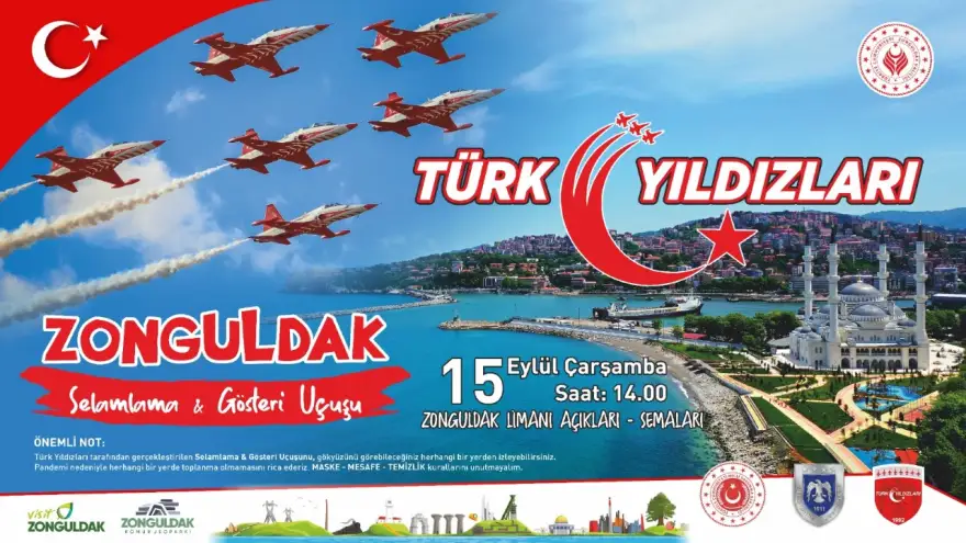 Türk Yıldızları 15 Eylül 2021 Çarşamba Günü Zonguldak’ta