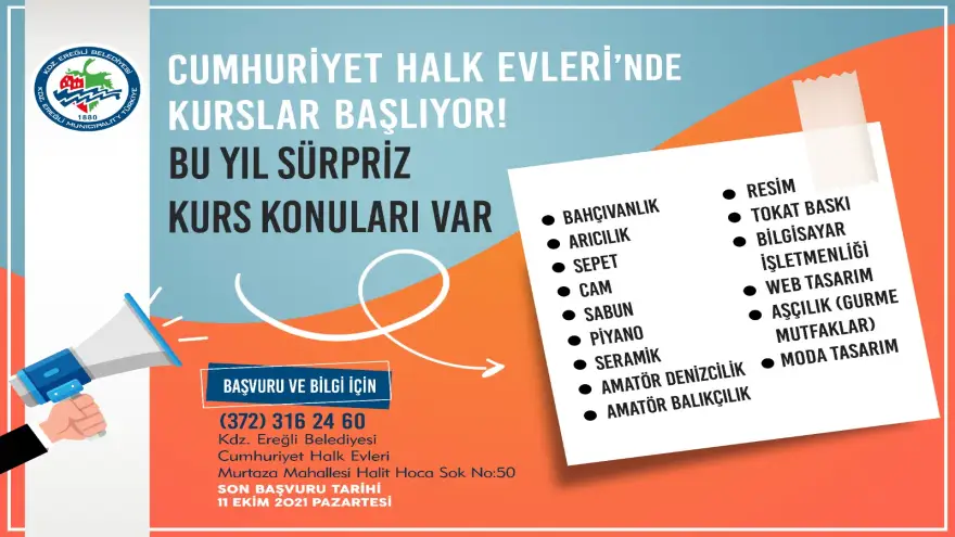 Cumhuriyet Halk Evleri’nde kurslar başlıyor