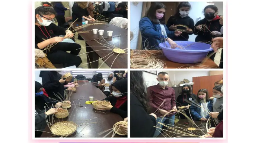 Kız Meslek Lisesi öğrencileri sepet örmeyi öğrendi