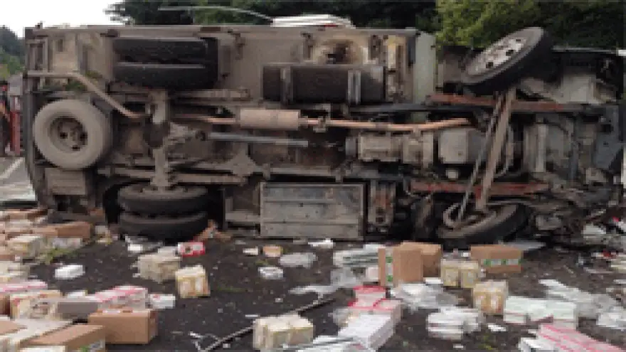 KAMYONET DEVRİLDİ:2YARALI