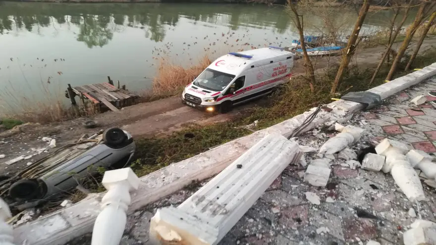 Parka daldı, ardından dereye uçtu