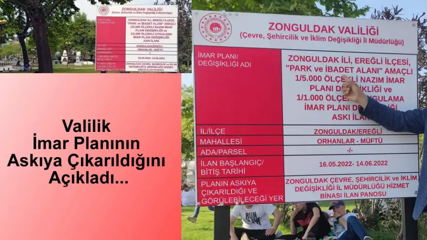 Valilik imar planının askıya çıkarıldığını açıkladı