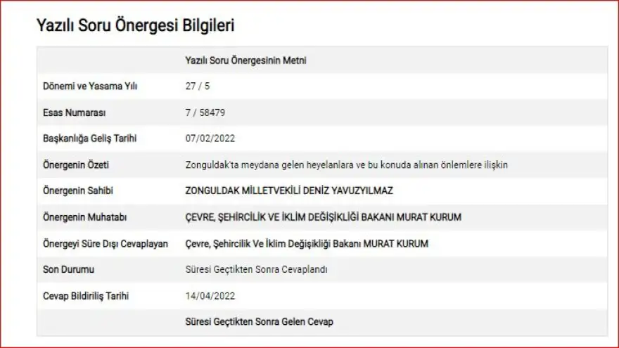 Yavuzyılmaz, heyelan tehlikesi için bir kez daha uyardı