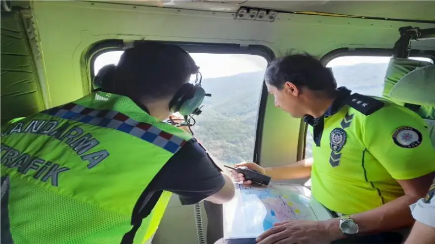 Helikopter ve drone destekli trafik kontrolü..