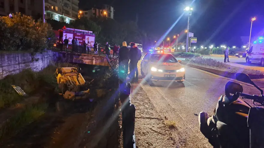 Virajı alamadı… Dereye uçtu…