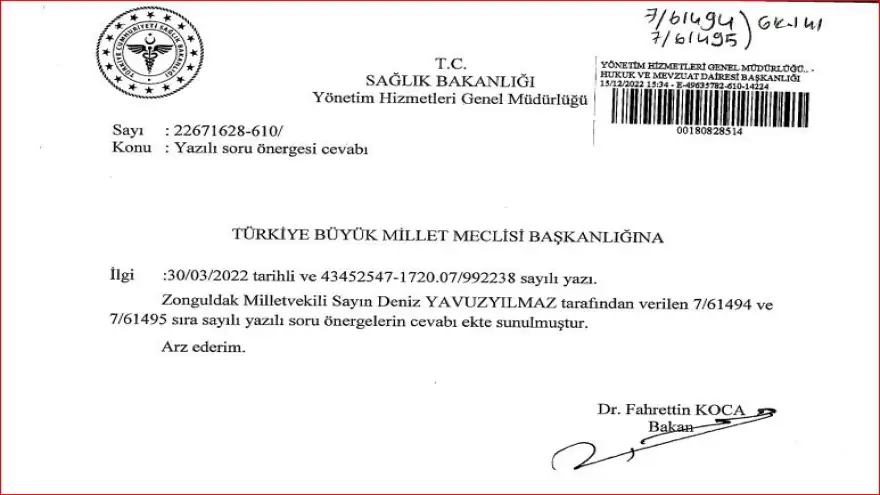 Yavuzyılmaz, kamudan istifa eden hekim sayısını açıkladı