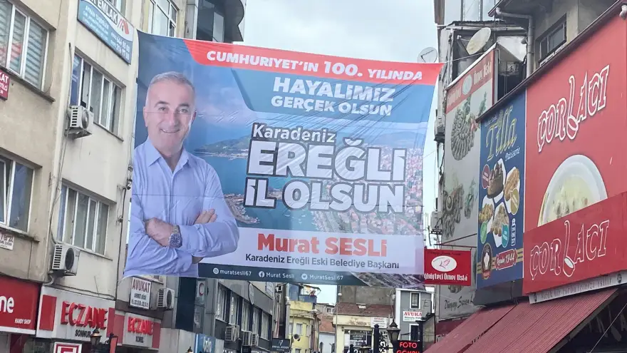 Sesli pankartı astı, “Ereğli İl Olsun” dedi