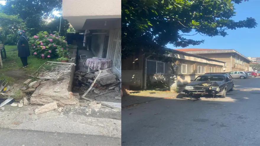 Otomobil evin duvarına çarparak durabildi...