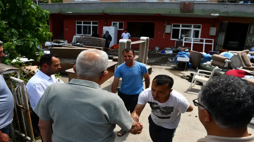 Başkan Posbıyık, sel bölgesinde incelemelerde bulundu