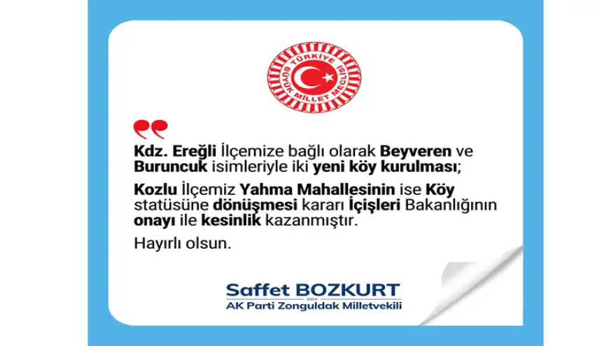 Ereğli'de 2, Kozlu'da 1 mahalle köy oluyor