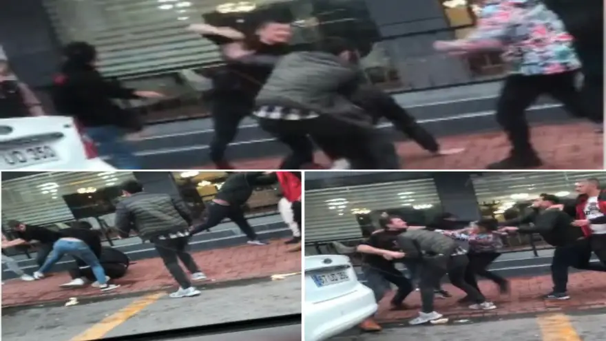 Yumruklu, tekmeli kavga cep telefonu ile kaydedildi..